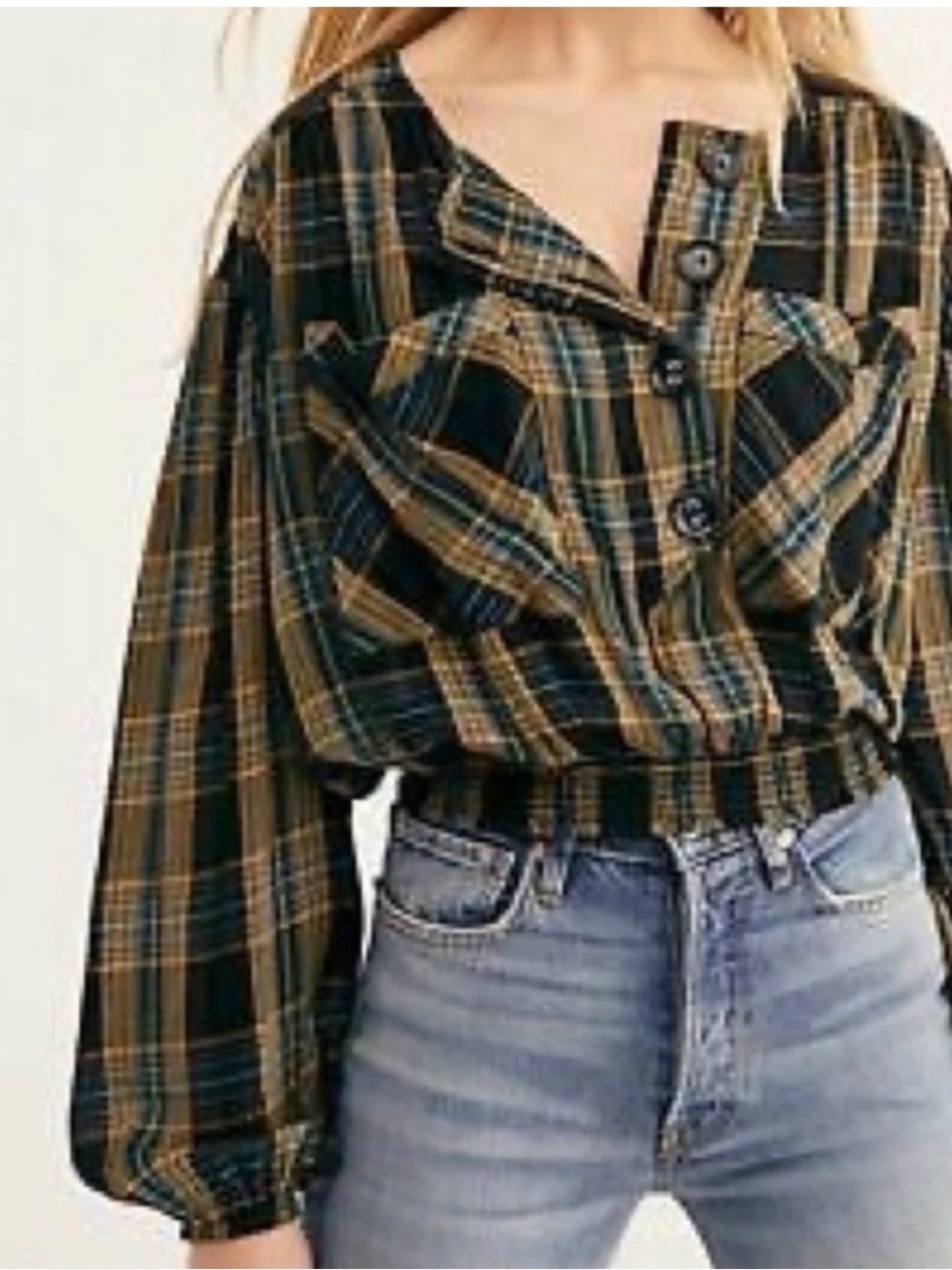 Free People It’s The Good Life Plaid Crop Top Size Large
